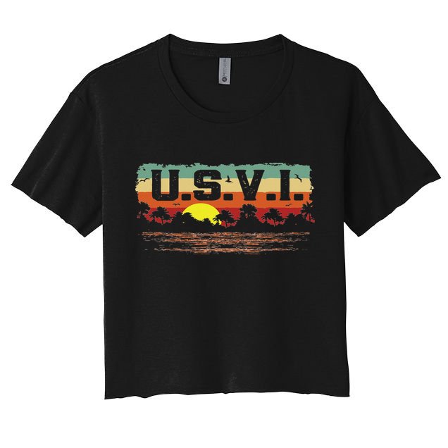 Vintage Sunset Usvi Us Virgin Islands Crop Top