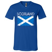 Vintage Scotland Uk Scottish Flag Pride Gift V-Neck T-Shirt