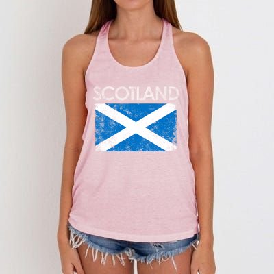 Vintage Scotland Uk Scottish Flag Pride Gift Women's Knotted Racerback Tank