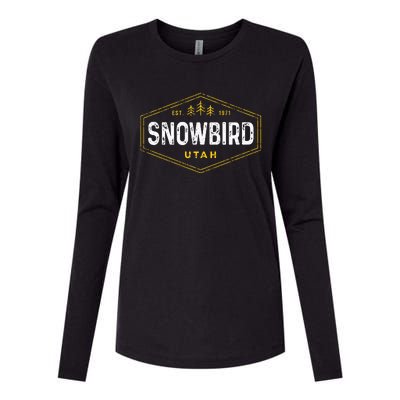 Vintage Snowbird Ut Hexagon Badge Utah Snow Ski Souvenir Womens Cotton Relaxed Long Sleeve T-Shirt