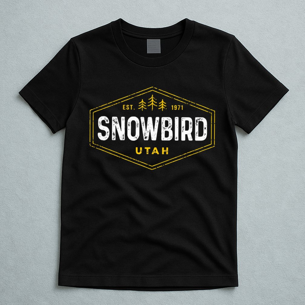 Vintage Snowbird Ut Hexagon Badge Utah Snow Ski Souvenir T-Shirt