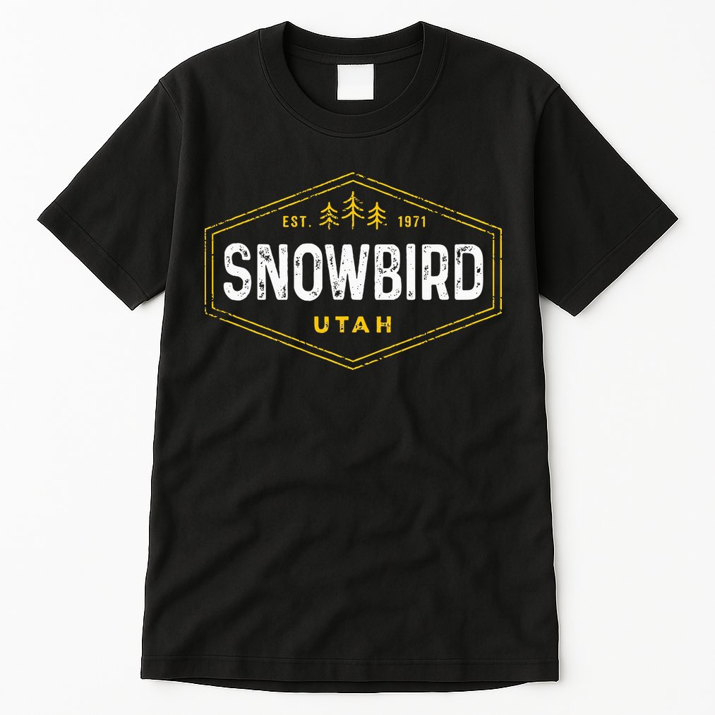 Vintage Snowbird Ut Hexagon Badge Utah Snow Ski Souvenir Tall T-Shirt