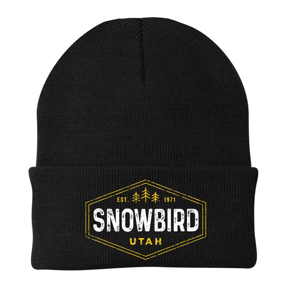 Vintage Snowbird Ut Hexagon Badge Utah Snow Ski Souvenir Beanie