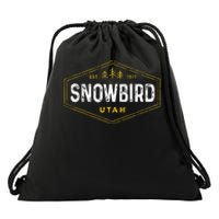 Vintage Snowbird Ut Hexagon Badge Utah Snow Ski Souvenir Drawstring Bag