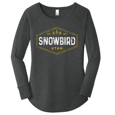 Vintage Snowbird Ut Hexagon Badge Utah Snow Ski Souvenir Women's Perfect Tri Tunic Long Sleeve Shirt