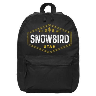 Vintage Snowbird Ut Hexagon Badge Utah Snow Ski Souvenir 16 in Basic Backpack