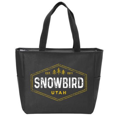 Vintage Snowbird Ut Hexagon Badge Utah Snow Ski Souvenir Zip Tote Bag