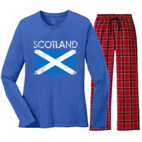 Vintage Scotland Uk Scottish Flag Pride Gift Women's Long Sleeve Flannel Pajama Set 