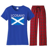 Vintage Scotland Uk Scottish Flag Pride Gift Women's Flannel Pajama Set