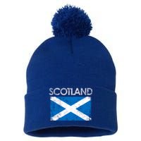 Vintage Scotland Uk Scottish Flag Pride Gift Pom Pom 12in Knit Beanie