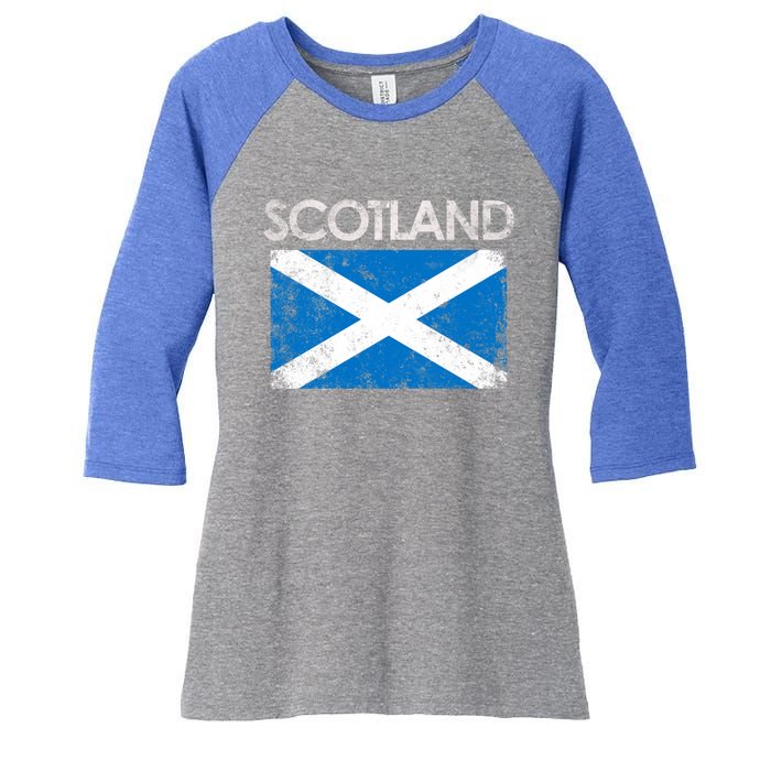 Vintage Scotland Uk Scottish Flag Pride Gift Women's Tri-Blend 3/4-Sleeve Raglan Shirt