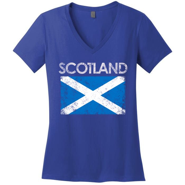 Vintage Scotland Uk Scottish Flag Pride Gift Women's V-Neck T-Shirt