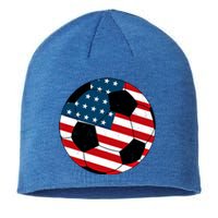 Vintage Soccer United States Soccer Ball American Flag Meaningful Gift Sustainable Beanie