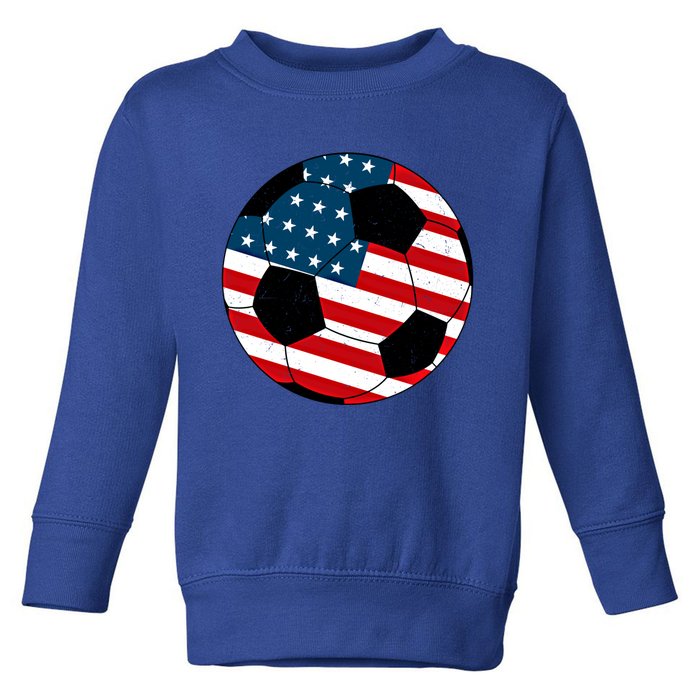 Vintage Soccer United States Soccer Ball American Flag Meaningful Gift Toddler Sweatshirt