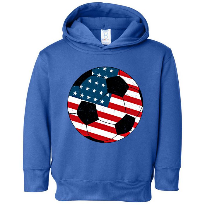 Vintage Soccer United States Soccer Ball American Flag Meaningful Gift Toddler Hoodie