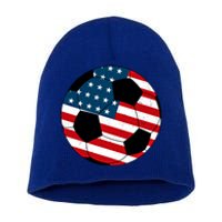 Vintage Soccer United States Soccer Ball American Flag Meaningful Gift Short Acrylic Beanie