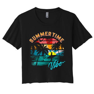 Vintage Summer Vibes Retro Summertime Women's Crop Top Tee