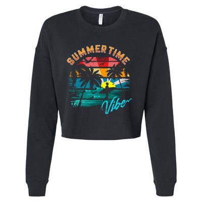 Vintage Summer Vibes Retro Summertime Cropped Pullover Crew