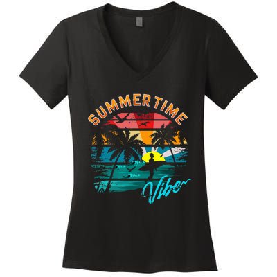 Vintage Summer Vibes Retro Summertime Women's V-Neck T-Shirt