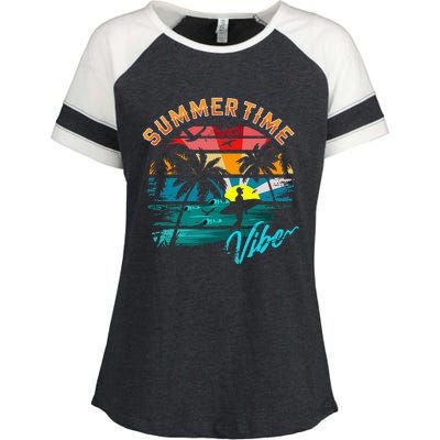 Vintage Summer Vibes Retro Summertime Enza Ladies Jersey Colorblock Tee