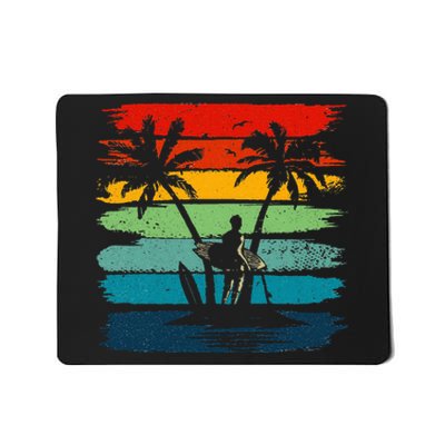 Vintage Summer Vacation Surf Surfing Surfers Beach Palm Tree Mousepad