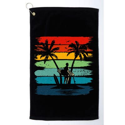 Vintage Summer Vacation Surf Surfing Surfers Beach Palm Tree Golf Towel