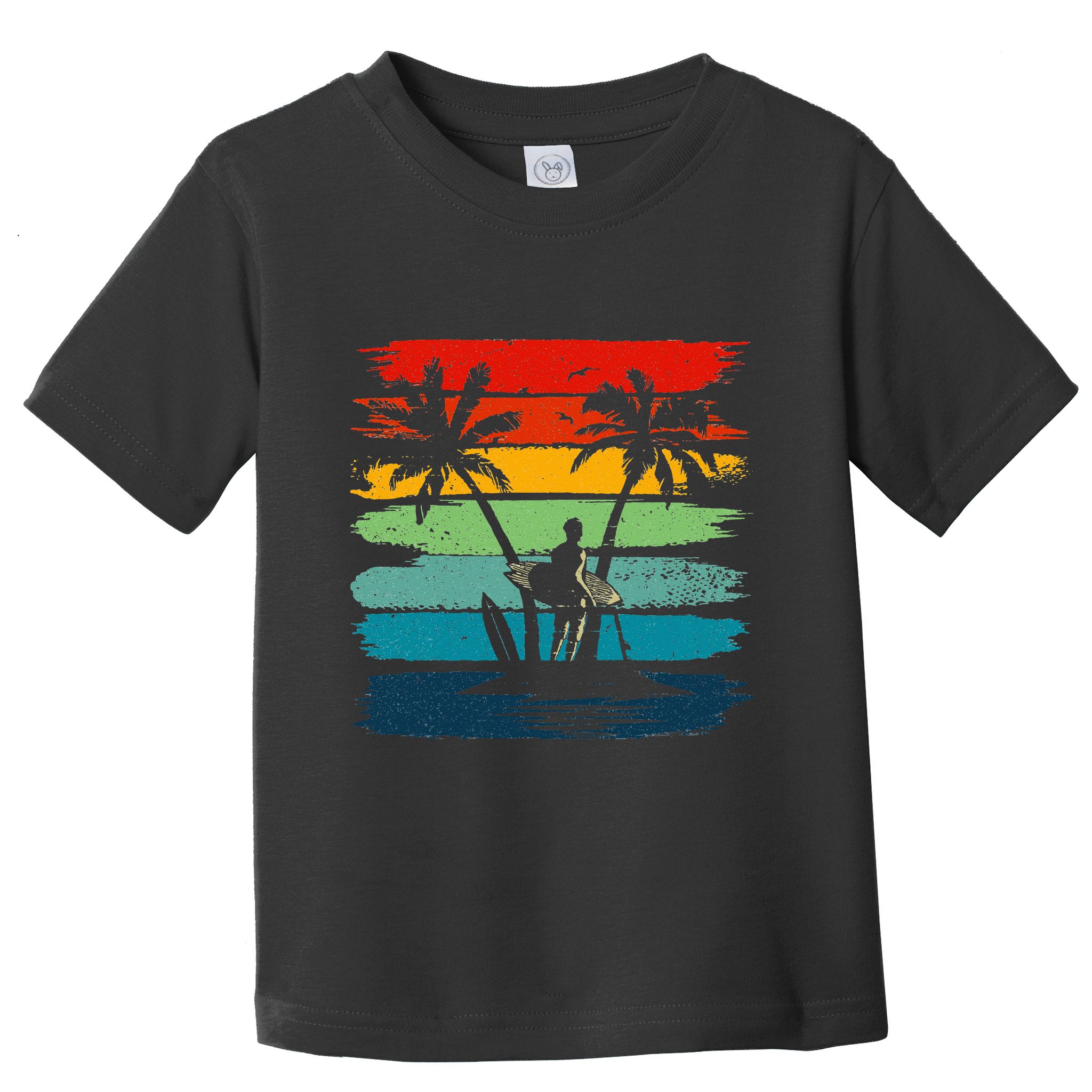 Vintage Summer Vacation Surf Surfing Surfers Beach Palm Tree Toddler T-Shirt
