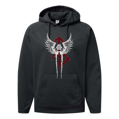 Valkyrie Symbol Valknut Odin Wings Vikings Asgard Valhalla Performance Fleece Hoodie