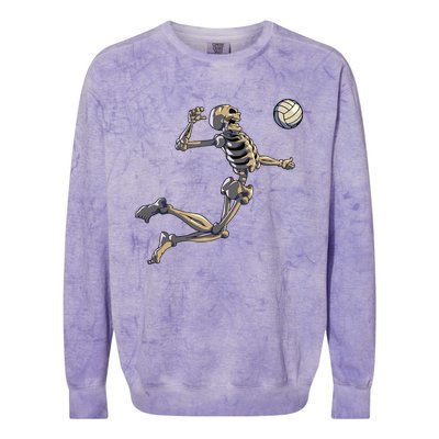 Volleyball Skeleton Volleyball Player Halloween Colorblast Crewneck Sweatshirt