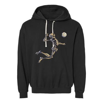 Volleyball Skeleton Volleyball Player Halloween Garment-Dyed Fleece Hoodie