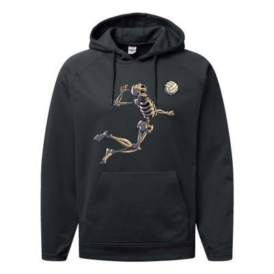 Volleyball Skeleton Volleyball Player Halloween Performance Fleece Hoodie