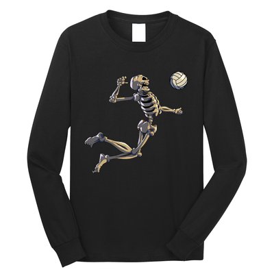 Volleyball Skeleton Volleyball Player Halloween Long Sleeve Shirt