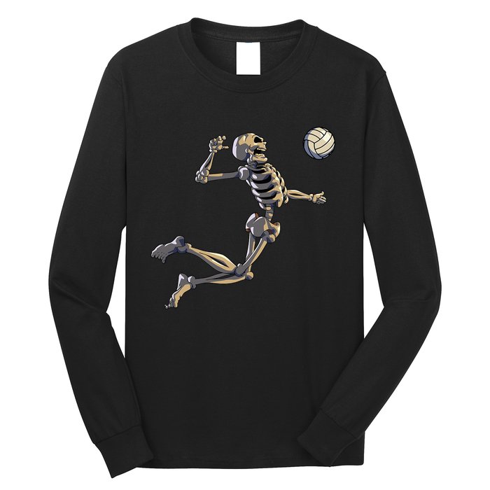 Volleyball Skeleton Volleyball Player Halloween Long Sleeve Shirt