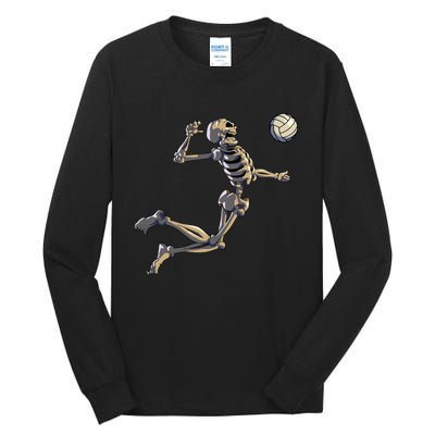 Volleyball Skeleton Volleyball Player Halloween Tall Long Sleeve T-Shirt