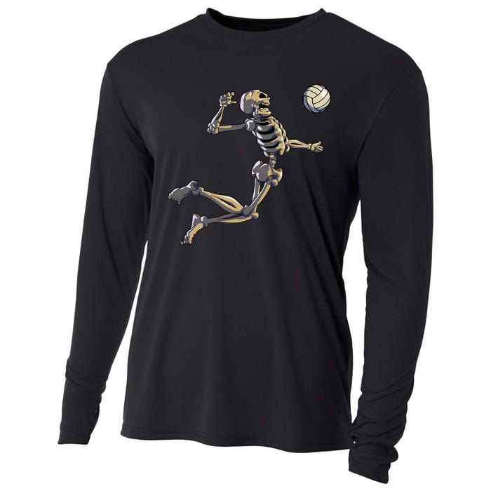 Volleyball Skeleton Volleyball Player Halloween Cooling Performance Long Sleeve Crew