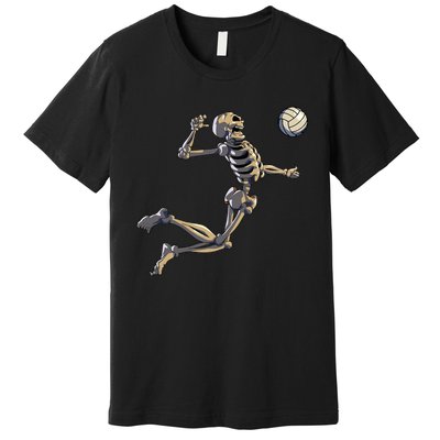 Volleyball Skeleton Volleyball Player Halloween Premium T-Shirt