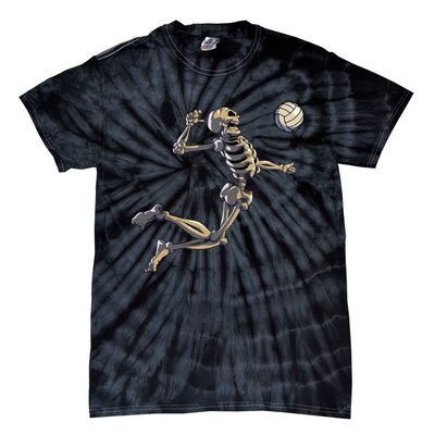 Volleyball Skeleton Volleyball Player Halloween Tie-Dye T-Shirt