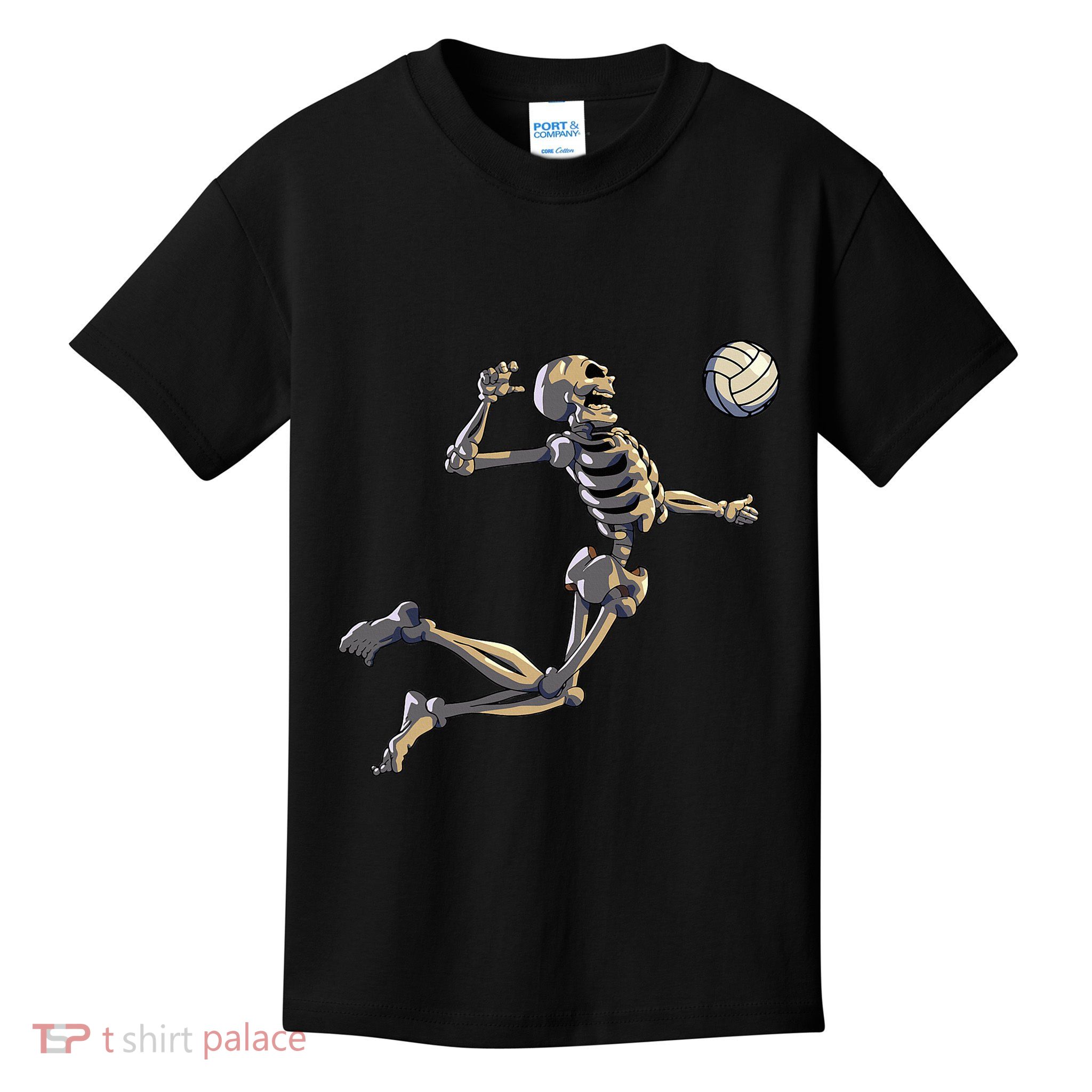 Volleyball Skeleton Volleyball Player Halloween Kids T-Shirt