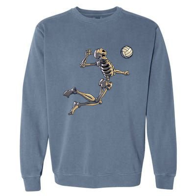 Volleyball Skeleton Volleyball Player Halloween Garment-Dyed Sweatshirt