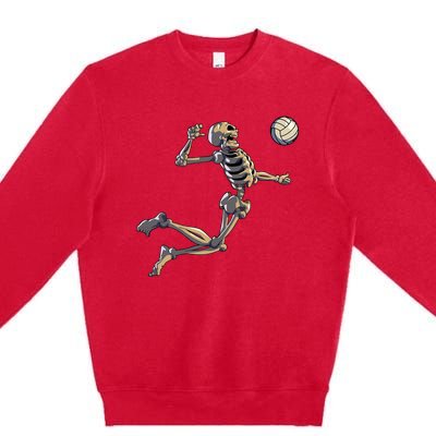 Volleyball Skeleton Volleyball Player Halloween Premium Crewneck Sweatshirt