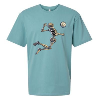 Volleyball Skeleton Volleyball Player Halloween Sueded Cloud Jersey T-Shirt