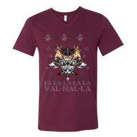 Viking Santa Viking Christmas Sweater Falala Lala Valhalla V-Neck T-Shirt