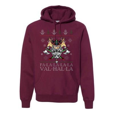 Viking Santa Viking Christmas Sweater Falala Lala Valhalla Premium Hoodie