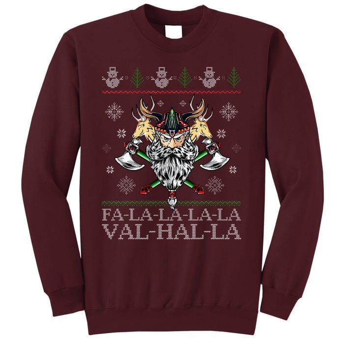 Viking Santa Viking Christmas Sweater Falala Lala Valhalla Tall Sweatshirt