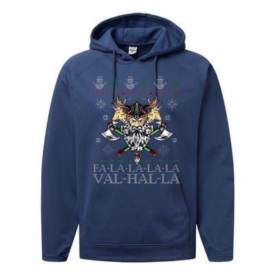 Viking Santa Viking Christmas Sweater Falala Lala Valhalla Performance Fleece Hoodie