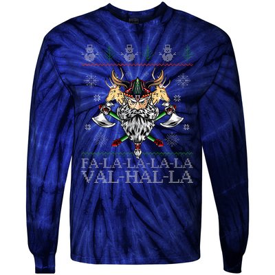 Viking Santa Viking Christmas Sweater Falala Lala Valhalla Tie-Dye Long Sleeve Shirt