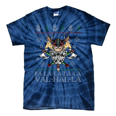 Viking Santa Viking Christmas Sweater Falala Lala Valhalla Tie-Dye T-Shirt