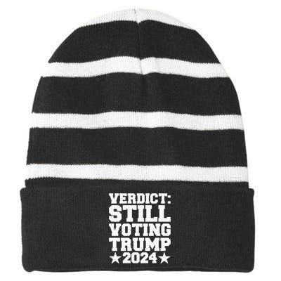 Verdict Still Voting Trump 2024 Ny Trial Maga Trump Voter Striped Beanie with Solid Band