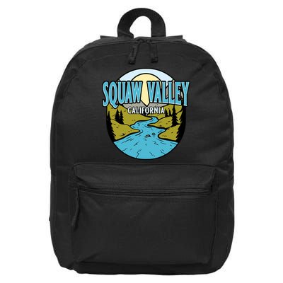 Vintage Squaw Valley California River Valley Souvenir Print 16 in Basic Backpack