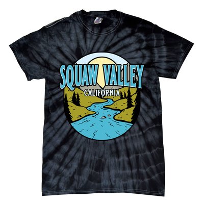 Vintage Squaw Valley California River Valley Souvenir Print Tie-Dye T-Shirt